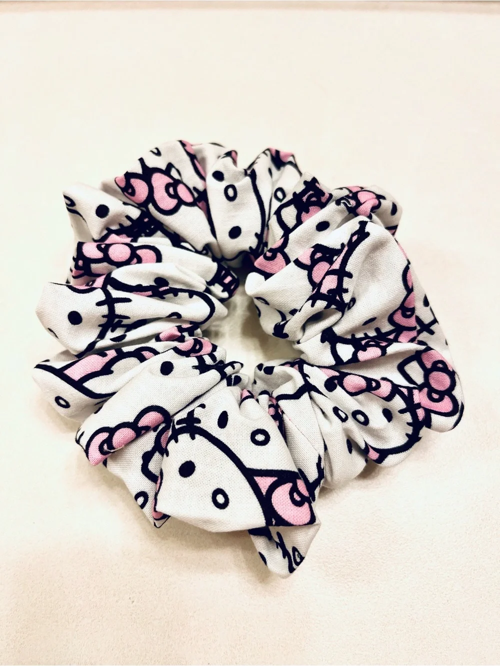 Handmade Hello Kitty Pink, Hot Pink & Gray Scrunchie Set